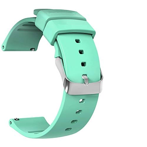 JIELIELE Compatible 20mm Watch Band, Waterproof Replacement Wristbands Straps for Samsung Gear S2 Classic/Withings (Nokia) Steel HR 40mm/ Galaxy Watch 42mm (Cyan, 20mm)