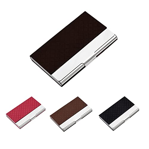 MUCO Visitenkarten-Etuis Leder Visitenkartenhalter for Männer & Frauen, Edelstahl Visitenkarte Einfachen kreativen Karten-Kasten Visitenkartenhalter Cover