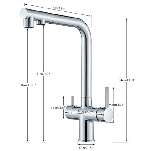 Robinet évier eau potable pivotant 360 double commande noir mat - 7
