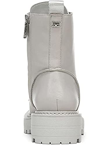 Image of Sam Edelman LUE Pebble Grey Chunky Heel Rounded Toe Lace Up Ankle Combat Boots (Pebble Grey, 10.5)