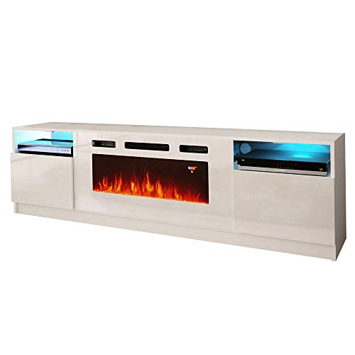 MEBLE FURNITURE & RUGS York WH02 Electric Fireplace Modern 79\" TV Stand - Thumbnail 3
