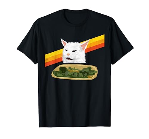 Vintage Arguing White Cat Meme T-Shirt for Men Women Kids