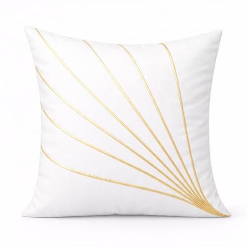 Image of LOFEY Dupion Silk Cushion Cover, 16 x 16 Inch (40 x 40 cm), Decorative Sofa Pillow Cover, Zipper Closure (2, White)