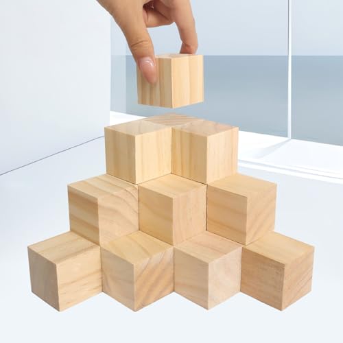 24 Stück Holz Würfel 40mm Kleine Holzwürfel Natürliche Blanko DIY Holzblöcke Holz Quadrat Holzklötzchen zum Basteln Holzquadratblöcke Holzklötze für DIY Malen Handwerk Dekoration Zahlen