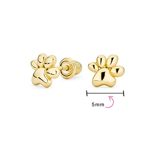 Tiny Mini BFF Animal Lover Pet Cat Puppy Paw Print Stud Earrings Cartilage Ear Lobe For Women Teen Real 10K-14K Yellow Gold Screw back4