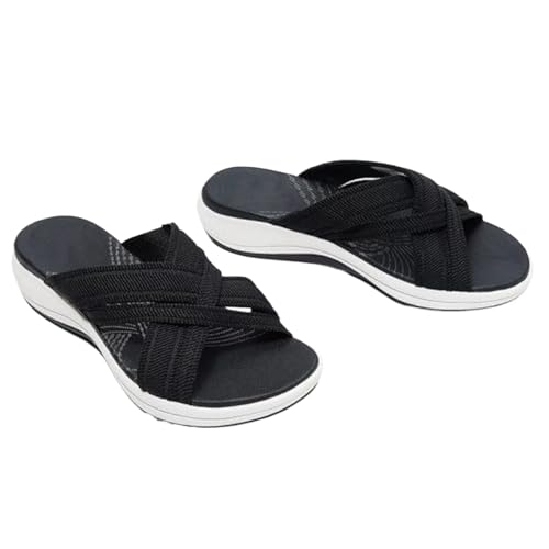 Womens Criss Cross Slippers Soft Cushion Comfortable Walking Sandals Wide Width Slip On Flats Indoor House Slippers Open Toe Orthotic Slides Comfort Wear Orthowear Shoes Lightweight Casual 2025 Dressy - Main Image