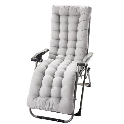 Mateju Cojín para Tumbona de Jardín, Suave Cómodo Reversible Cojín Reclinable Colchoneta para Tumbonas, Ideal para Exterior Sillas Balcón Playa Terraza (Gris Claro,48x170cm)