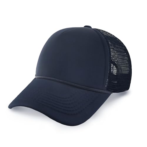 Image of CHOK.LIDS Classic Foam Trucker Hat Summer Mesh Rope Cap Solid Two Toned Blank Hat Mens Womens Adjustable Strap Light Weight