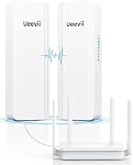UeeVii Pont sans fil à double bande Gigabit & WiFi 6 Routeur AX3000 Kit 5,8GHz/2,4GHZ, 5KM Point à point, étendre le réseau à l'extérieur, résistant aux intempéries, 24V PoE/12V DC, prêt à brancher