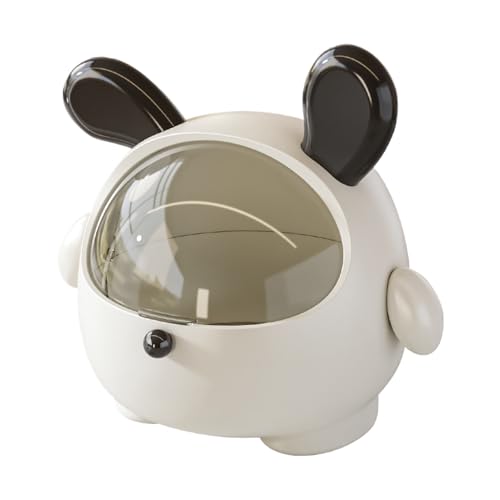 Descanado de residuos, contenedor de desechos de escritorio | Contenedor de basura pequeño con diseño de dibujos animados de tapa, ideal para estudio, baño, oficina, cosméticos, almacenamiento y organ