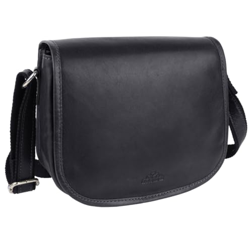 Oakridge Leather Ladies Cross Body Saddle Bag - Grey