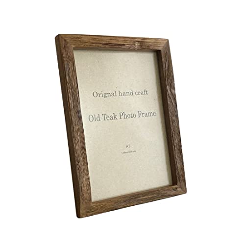 H A5 フォトフレーム 巾17×高23cm 古木 ナチュラル A5サイズ 木製 額縁 写真立て 壁掛け 卓上 ※穴や凸凹ありの古材使用、お任せの発送…