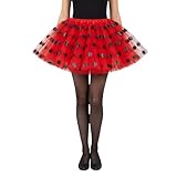 Falda de peluche para mujer y adulto, tutú de carnaval, falda de princesa, estampado de lunares de 4 capas, tul, P Red, Talla única