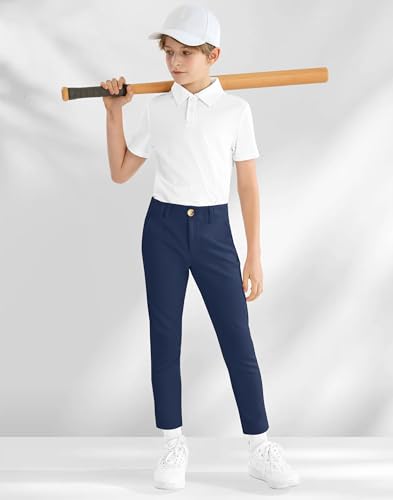 Boys' Golf Pants Stretch Slim Fit Flat Front School Uniform Youth Chino Performance Khaki Dress Pant with Zipper Pocket4