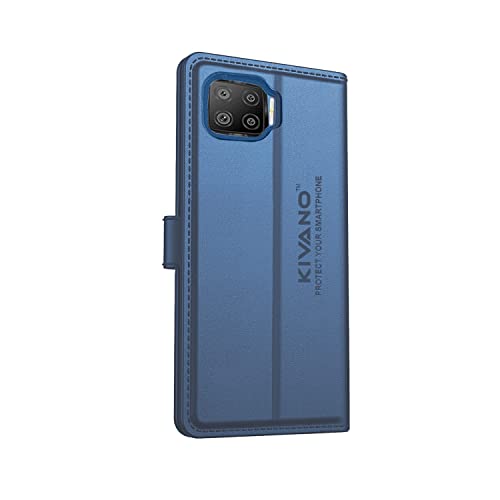 Image of KIVANO Oppo F17 Professional Series Wallet Case | Luxurious Design | Premium | Vegan Leather Flip Case Back Cover - Dark Blue