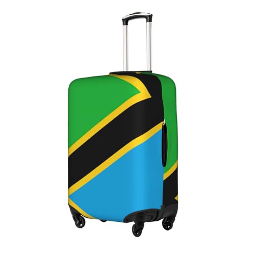 Tanzania Flag Print Travel Elastic Suitcase Luggage Baggage Cover Protector, Washable And Anti-Scratch2