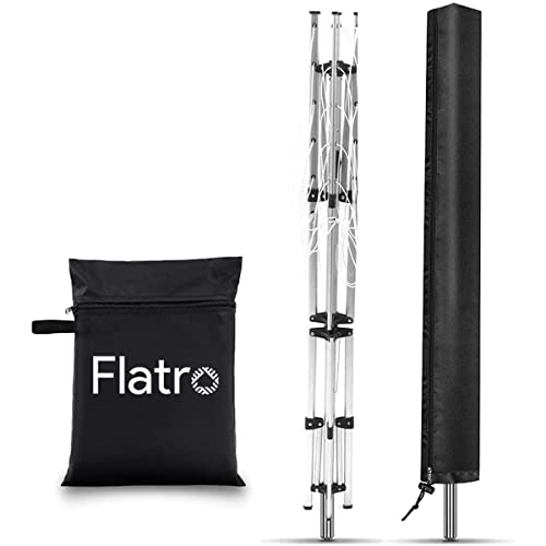Flatro Rotary Washing Line Cover Waterproof Fabric - 165 x 15 x 15cm Heavy Duty Rotary Clothes Line Cover with Zip - Protective Weather Resistant Parasol Covers for Garden Dryer and Airer (Black)