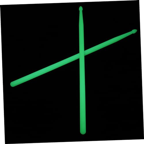 2 piezas de baquetas luminosas para batería, verdes fluorescentes con LED, para músicos, bandas de marcha y kits acústicos, diseño duradero y portátil