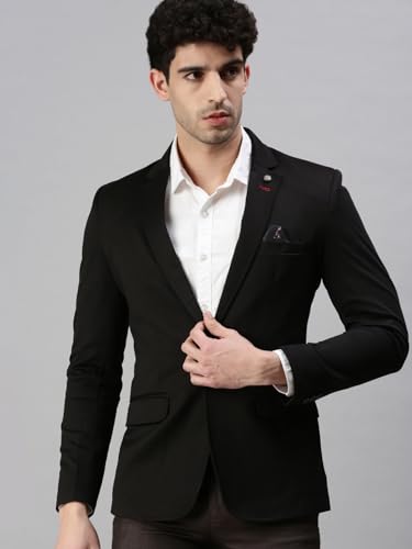 Image of SHOWOFF Men's Cotton Blend Solid Blazers LBR7500 Black 3XL