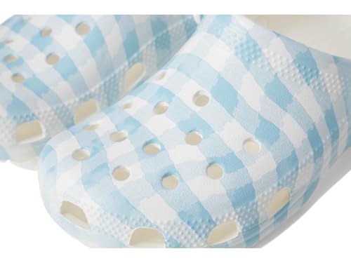 Image of Crocs Unisex Classic Clogs with Patterns and Graphics (Little Kid /Big Kid) White /Blue 1 Medium