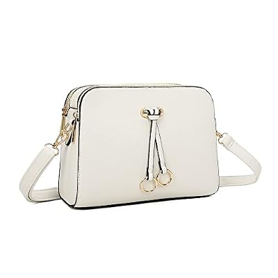 ELIOX Borsa a Tracolla Donna Piccola con 3 Scomparti Capienti - Borsa Mano PU Pelle Sintetica - Borsetta Moda Borse Spalla- Crossbody Bag (Bianco)