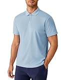 PINSPARK Polo Shirts for Men Short Sleeve Performance Quick Dry Golf T Shirt Moisture Wicking Casual Workout Light Blue
