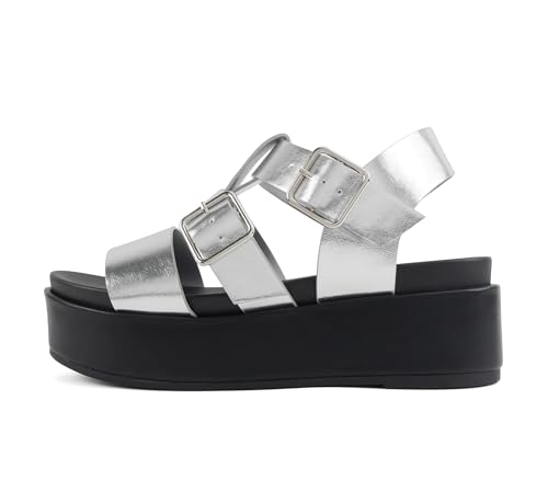 Image of Soda inchSTELLAR inch ~ Women Flatform Multi Strap Double Buckle Open Toe Ankle Strap Platform Wedge Sandals