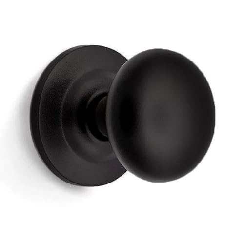 ARCO · Pomo Fijo para Puerta de Entrada – Acabado Negro Mate | Diseño Redondo Robusto | Pomo Decorativo para Exterior | Incluye Tornillos de Fijación