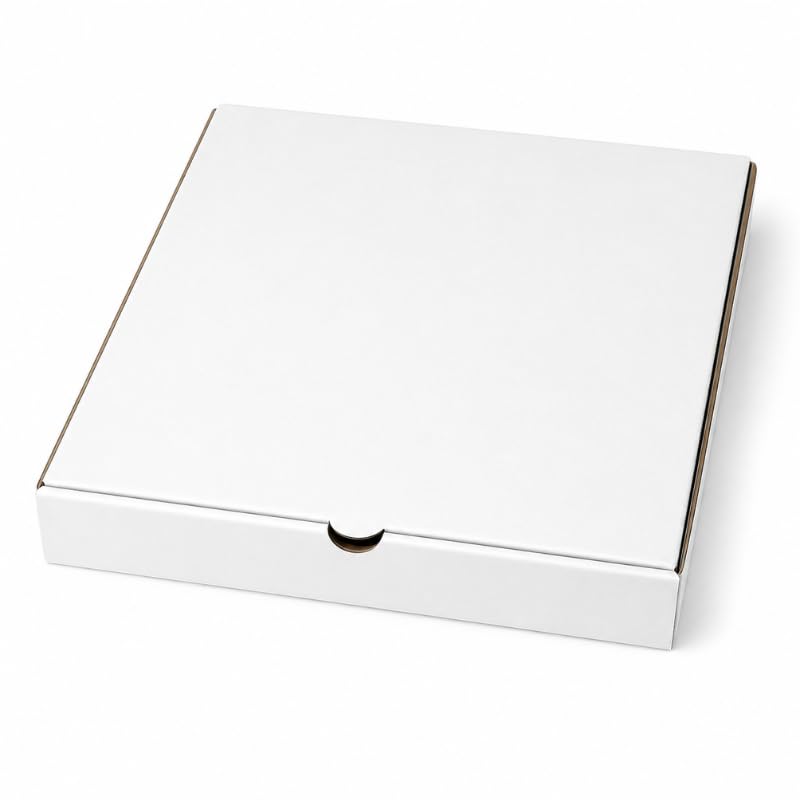 Genérico 50 Cajas para Pizza Blancas 33 x 33 x 4 cm – Cartón Kraft Plegable – Pack de 50