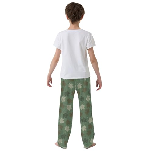 Maple Leaf Camo Boys Long Pants Soft Trousers Elastic Waist Kids Lounge Bottoms with Pockets S-XL3