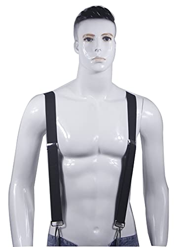 Cedrainy Suspenders For Men 1.4 Inch X Back Wide Suspender Heavy Duty Swivel Belt Loops With 4 Snap Hooks(Black) #TOP2
