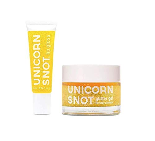 UNICORN SNOT Holographic Glitter Lip Gloss & Gel - Cosmetic Grade - Hair, Face, Eyeshadow, Body Art (Yellow Lip Gloss/Gel)