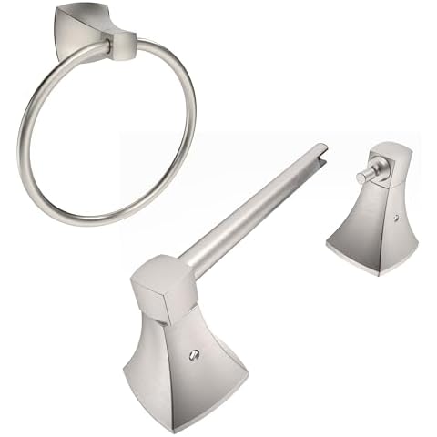 WZRUA Bathroom Hardware Set 2 Pieces Toilet Paper Holder and Hand Towel Ring Wall Mounted Stainless Steel and Zinc Alloy Brushed Nickel Cover