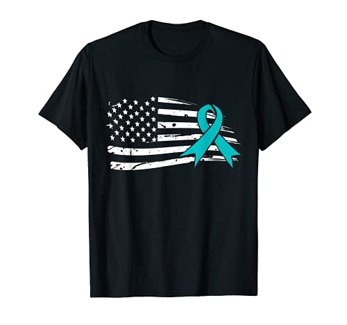 Conciencia sobre el cáncer de ovario de la bandera de los Estados Unidos Camiseta