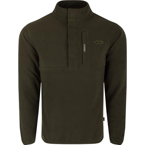 Image of Drake Waterfowl Men's Camp 2.0 Fleece Pullover | Hunting Anti-Pill Moisture Wicking 1 /4 Neck Snap Sweater with Chest Pocket