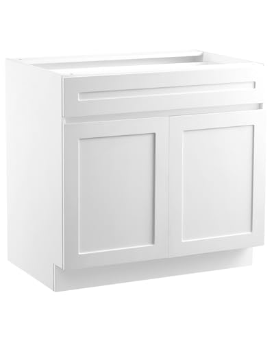 VEVOR White Shaker Base Cabinet with Drawer, 30-Inch Unassembled Drawer Base Cabinet, 30' W x 24' D...