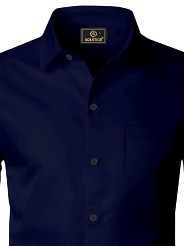 Image of BABIRUSA Men's Cotton Blend Shirt with Solid Bottom Down Long Sleeve Spread Collared Neck Regular Fit and Standard Length | Shirt for Man