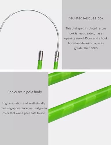 Adjustable Green High Voltage Hook Portable with 117in Pole for Safe Power Station & Facility Maintenance - Ideal for Electrical Work & Outdoor Use