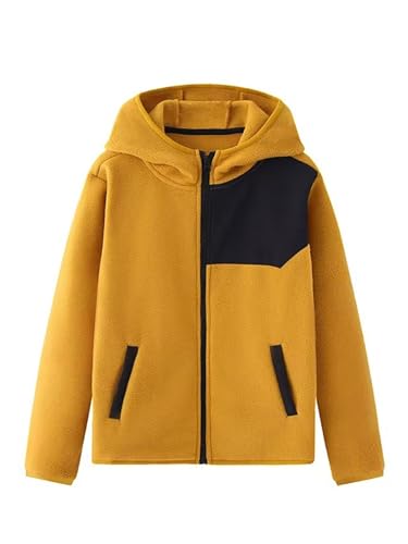 Kids Girls Fleece Hoodie Jacket Color Block Long Sleeve Zipper Coat Outerwear for Mountaineering Active Wear2