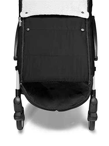 BABYZEN YOYO Footmuff, Black - Sherpa Lining & Fleece Hood with Drawstring to Keep Baby Warm - Includes Carrying Bag - Machine Washable