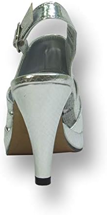 Floral Jules (DP780S) Women's Wide Width High Heel Platform Dress Slingback Shoes Silver 9 | Image 3