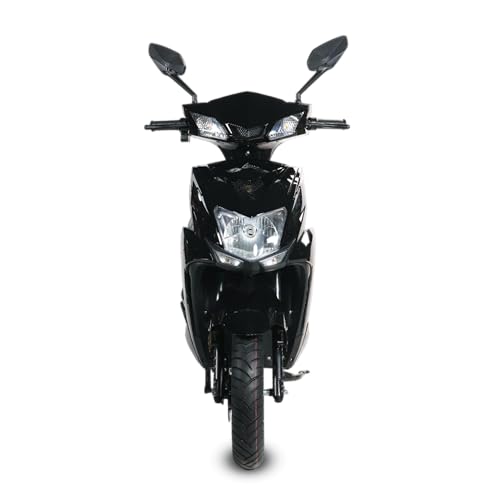 Image of AMO Electric Scooter Single Light Lead Acid 60-70 Km Range Low Speed Non RTO in Black with Portable Charger (Black)