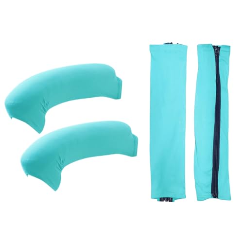Image of HOKIPO 'SereneSolids' 140 GSM Armrest Covers for Office Chair (Zipper Style), 1 Pair, Sky Blue (AR-5934-SBLU)
