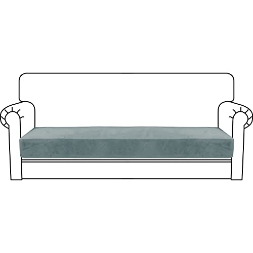 CHELZEN Velluto Coprisedile per divano, Copriseduta Divano Elasticizzato, Soft Cuscino Protezione Divano Sedile Lavabile (3 Posti, Blu Polvere)