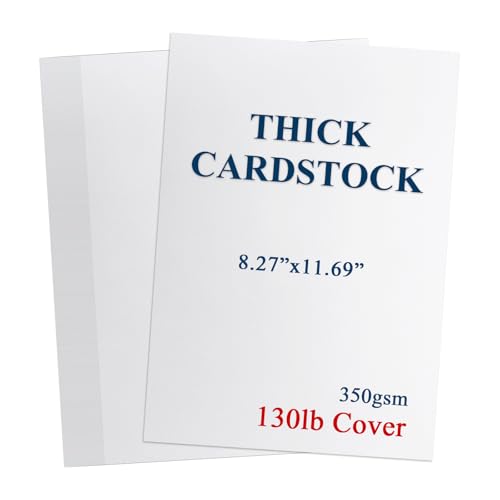 Heavyweight 130 lb White Cardstock Thick Paper - 50 Sheets