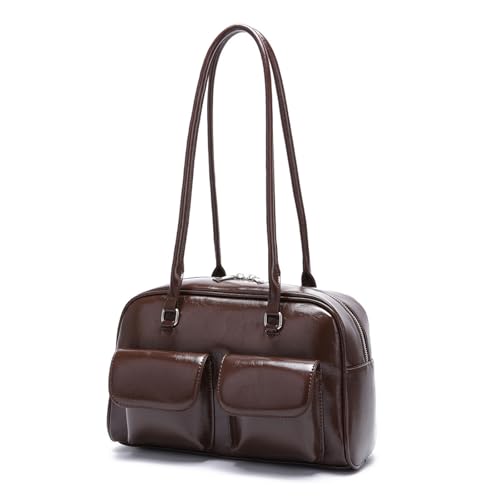 [LALOOVEA] トートバッグ レディース 可愛い 肩掛け鞄 大容量 ハンドバッグ パテント合皮 人気 通勤 通学 人気 ツーウェイジッパー開閉式