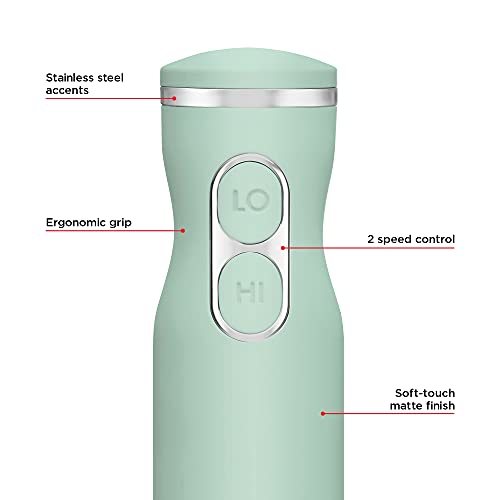 Chefman Immersion Blender, 300W Hand Blender with Stainless Steel Blades, Powerful Electric Ice Crushing 2-speed Control Handheld Food Mixer, Purées, Smoothies, Shakes, Sauces & Soups, Sage - Image 3