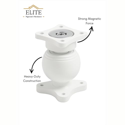 Image of Elite Heavy Duty Wall Mounted Magnetic Door Stopper Catcher, Size 5 Number, for Main Door, Bed Room Door, and All Other Type Doors Protection, Pack of 4 (White)