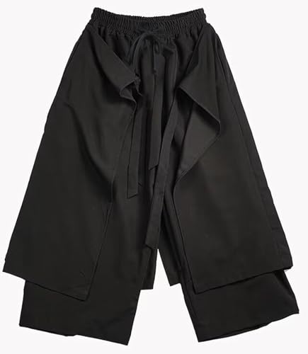 CLANMILUMS Men Women's Black Skirt Pants Loose Harem Pant Unisex Casual Harajuku Kimono Trousers4
