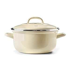 BK-Cookware Indigo Round Enameled Casserole with Lid – 26 cm/5.2 Litre, Cream White (CC002469-001)